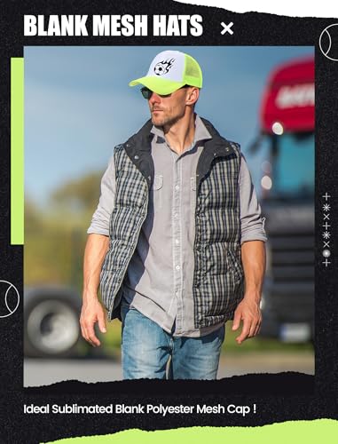 Tarpop 10 Pcs Sublimation Blank Trucker Hats Bulk - color: Neon Yellow and White