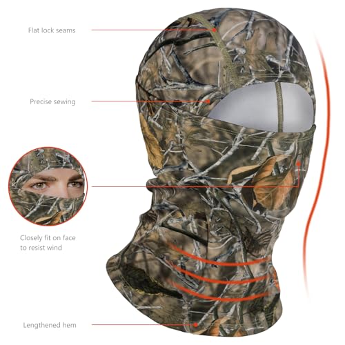 BASSDASH Winter Balaclava Fleece Ski Mask Ninja Hood Neck Warmer Fishing Hunting - color: Autumn Forest