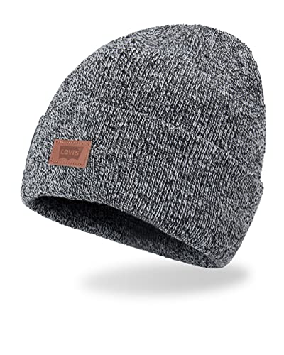 Levi's Mens All-Season Hero Beanie Soft Knit Cuffed Winter Hat, Warm & Comfortable Everyday Style - color: Marled Grey