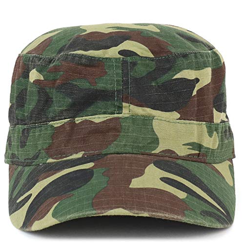 Armycrew Lightweight Cotton Ripstop Fitted Army Style Flat Top Cap - color: Camo, size: Large-X-Large