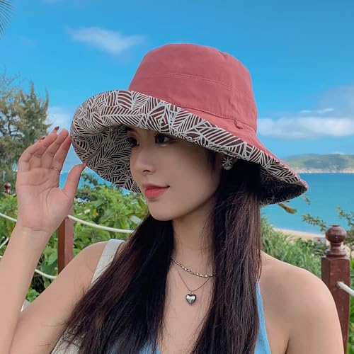 FaroDor Women's Reversible Bucket Hat UV Protection Packable Travel Cap Wide Brim Sun Hats 2026 - color: 6red