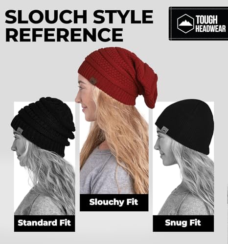 Tough Headwear Slouchy Oversized Beanie Hat - Warm Winter Hats for Women - Stretch Fit Mens Beanie - color: Maroon