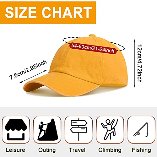 Geyoga 7 Pcs Vintage Baseball Hats - color: Yellow, Black, Pink, Wine Red, Coffee, Green, Lake Blue, size: One Size