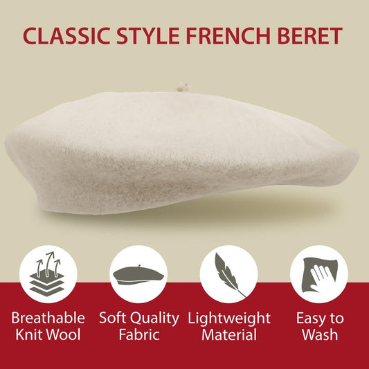 Kangaroo French Beret Wool Hat for Men & Women for Cosplay, Costume Parties - color: Beige