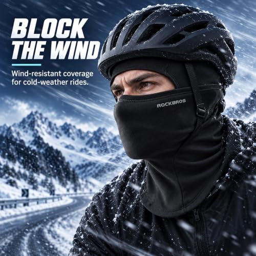 ROCKBROS Windproof Thermal Balaclava Ski Mask for Men and Women Cycling - color: Black