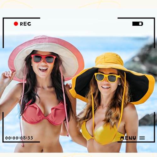 Jeyiour 6 Pcs Women Wide Brim Sun Hat Reversible Beach Bucket Hats Floppy Foldable Cotton Hats for UV Protection Summer Outdoor Travel Fishing