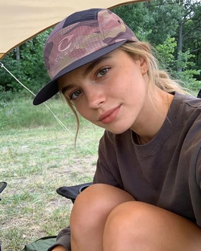 CLAPE Quick Dry 5 Panel Hat, Camo Lightweight Outdoor Cap - color: Cl5p32-purple