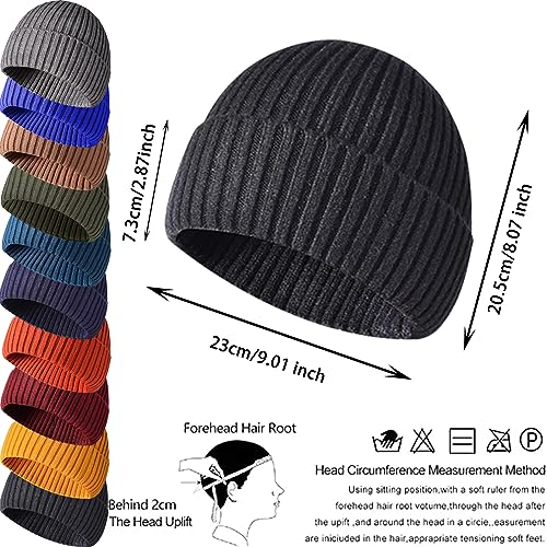 Winter Beanie Hat for Men & Women - Warm Stretchy Skull Cap, Thick Knitted Cuffed Beanies for Cold Weather - color: Black