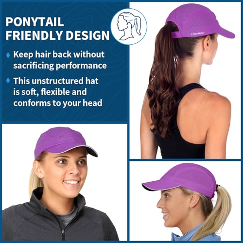 TrailHeads Women's Race Day Running Hat, Sports Cap with Reflective Trim - color: Radiant Purple