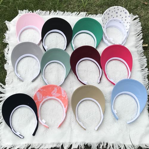 2 Pack Visor Women Men Sun Hat Clip On Visors Adjustable Sport Wide Brim Cap - color: Rosy Red , Pink