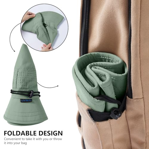 UPF 50+ Bucket Sun Hat with Laser Perforated Mesh Cooling Adjustable Breathable Lightweight for Outdoor Men Women - color: Frosty Green