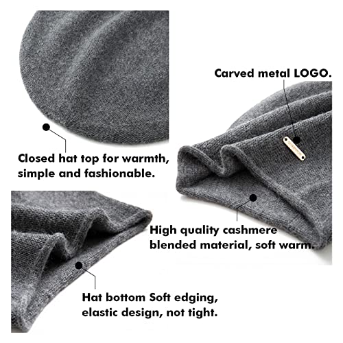 Knit Slouchy Beanie Hats for Women Cashmere Ski Cap Knitted Wool Soft Warm Winter Hat - color: A04-dark Grey