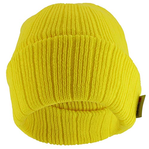 Armycrew 3M Thinsulate Insulation Fleece Lined Long Cuff Ribbed Beanie - color: Neon Yellow