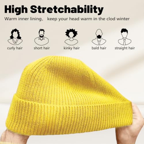 Unisex Winter Beanie for Men Women Soft Fleece Lined Warm Knit Hat - color: Lemon Yellow