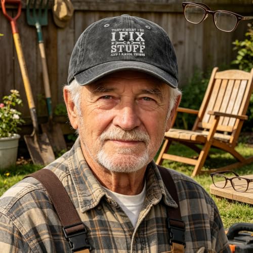 Embroidered Leather That's What I Do I Fix Stuff and I Know Things Hat for Men Dad Husband Uncle Adjustable Baseball Cap - color: E-fix Stuff-new-07