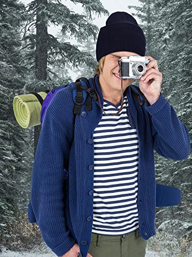WILLBOND 2 Pieces Knitted Full Face Cover 2-Hole Winter Ski Balaclava Face Covering for Adult Supplies - color: Black, Navy Blue
