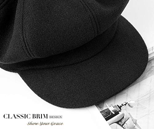 Sumolux Women Beret Newsboy Hat French Cap Classic Winter - color: Black a