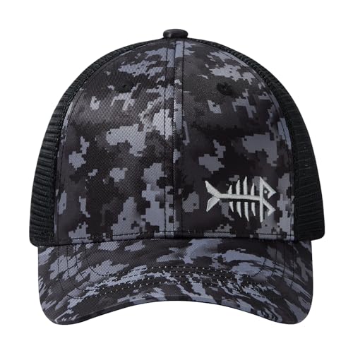 BASSDASH Altimate Fishing Hat Mesh Back for Men Women Adjustable Baseball Trucker Cap - color: Night Digital Camo