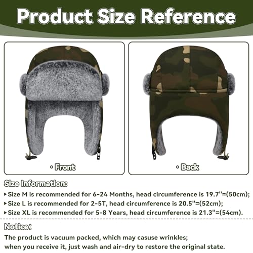 Olreco Waterproof Toddler Winter Hat Warm Fur Fleece Baby Boy Winter Hat Kids Snow Hats Girls Boys Trapper Hats with Earflaps - color: Waterproof Woodland Camo With Grey Fur, size: 6-24 Months