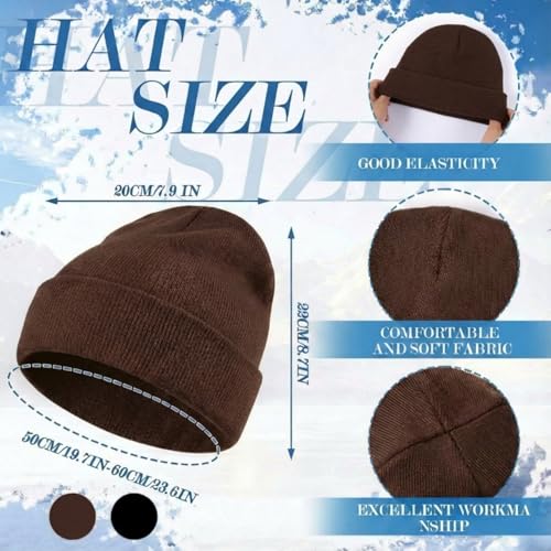 Geyoga Beanie and Touchscreen Gloves Set for Women Men Unisex Winter Knitted Hat Skull Cap Warm Gloves with Knit Fleece Lined - color: Brown