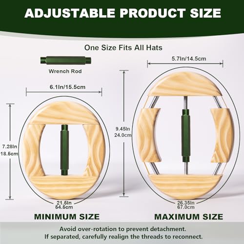 Hat Stretcher 4 Way, Hat Stretcher for Fitted Hats Size 6 7/8 to 8 1/2 - color: Green
