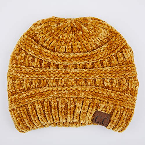 C.C Exclusives Cable Knit Beanie - Thick, Soft & Warm Chunky Beanie Hats - color: Chenille Mustard