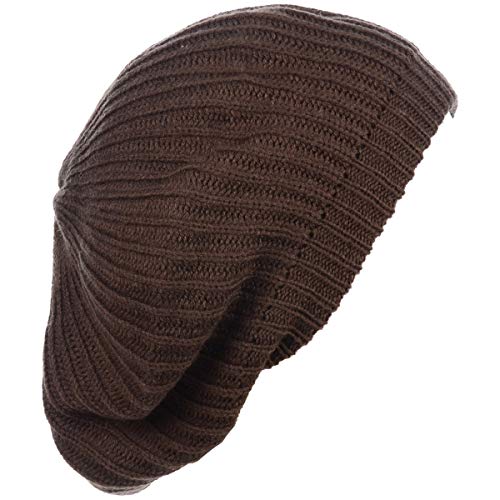 an Fall Winter Knit Beanie Beret Hat for Women Soft Knit Lining Many Styles - color: Brown