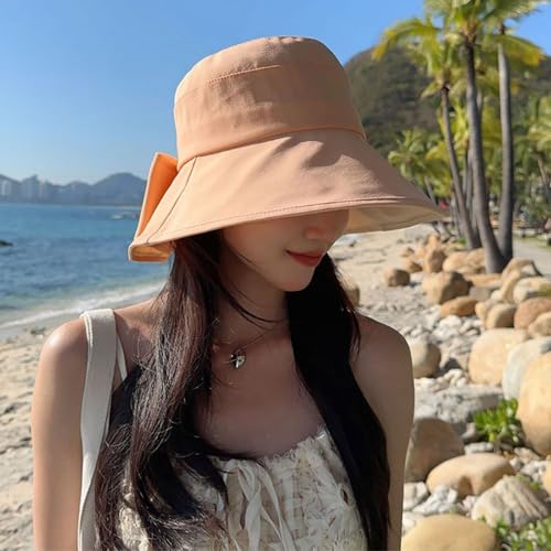 Gogobear Womens Sun Hats Summer UPF 50+ Wide Brim Beach Sun Hat - color: Orange