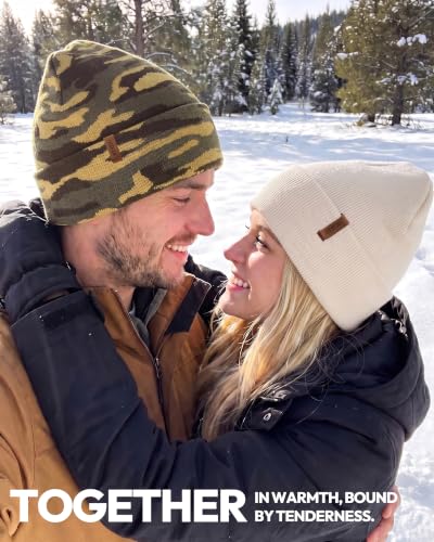 Beanie for Men Women, Winter Double Layer Warm Hat Skull Cap - color: Camouflage 1+beige+brown