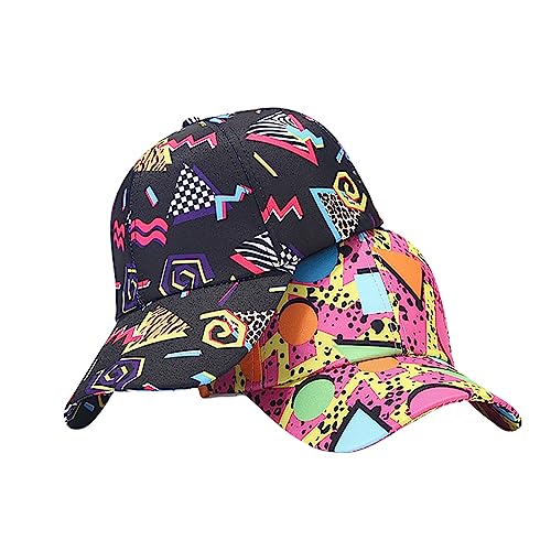 BEARUN Cotton Tie Dye Low Profile Cap Hiphop Baseball Cap Fashion Dad Hat - color: Retro Vintage 80s B