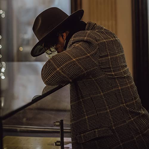 Fedora Hats for Men Wide Brim Panama Hat with Classic Belt - color: Dark Grey