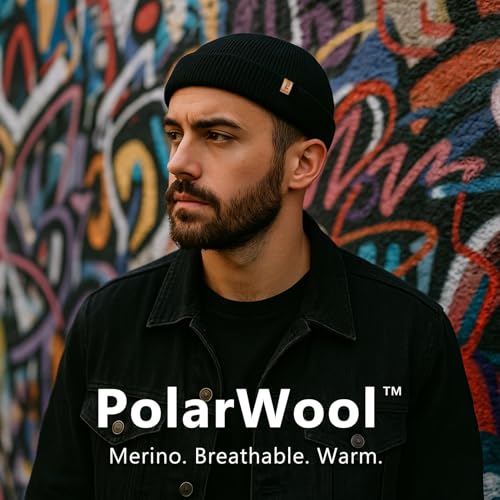 TOP-EX Merino Wool Fisherman Beanie for Men Women, Knit Watch Cap Winter - color: Black / Army Green, size: Medium-Large