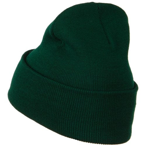 MG 12 Inch Long Knitted Beanie - color: Dark Green Osfm