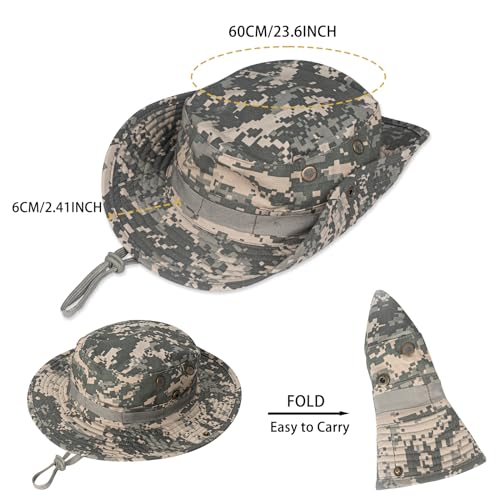 Rosoz Sun Hats for Men Women Bucket Hat UPF Protection Wide Brim Boonie Hat - color: 1pack-light Gray Digital
