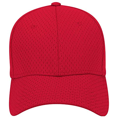 Ashen Fane 6 Panel Polyester Pro Mesh Low Profile Baseball Cap - color: Red