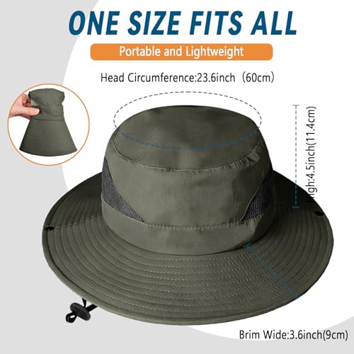 ZOORON Sun Hats for Men Women, Wide Brim Safari Hats UV Protection UPF50+ Waterproof Boonie Hats for Fishing Hiking Camping - color: 2pack-black+army Green