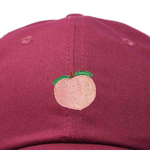 DALIX Peach Embroidered Dad Cap Cotton Baseball Hat Women - color: Maroon