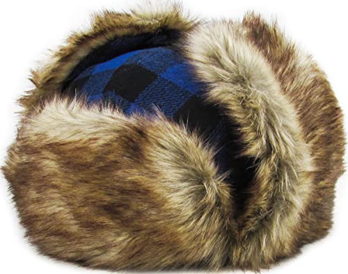 Lumberjack Plaid Aviator Trapper Hat Trooper Ear Flaps Ushanka Eskimo Cold - color: Royal Black Trapper