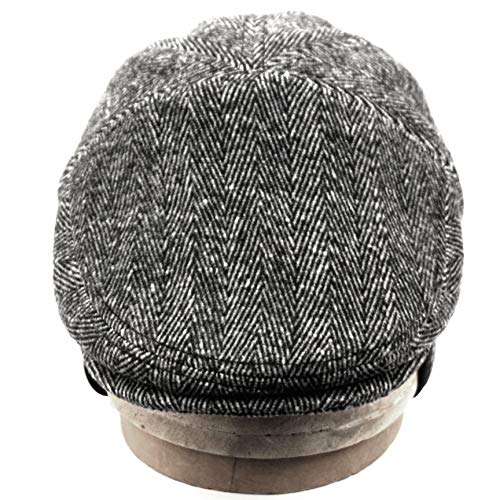 EPOCH Wool Blend Herringbone Winter Ivy Cabbie Hat w/Fleece Earflaps – Driving Hat - color: Ive2341lt Gray, size: X-Large