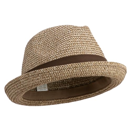 Men's Fedora with Paper Straw Braid - color: Brown, size: Large