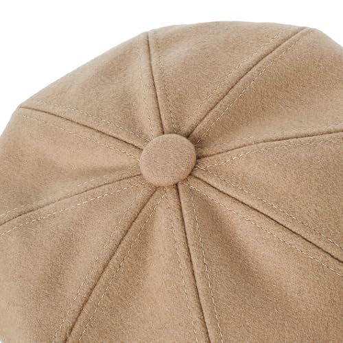 Newsboy Cabbie Baker boy hat Beret Cap for Women Pageboy Visor Paperboy Hat Sailor Fiddler Hat Adjustable - color: Khaki Tweed