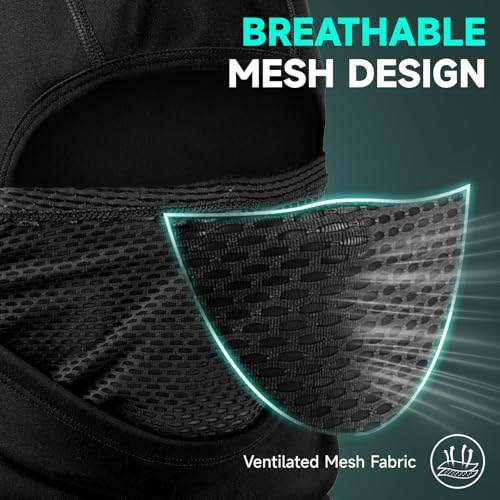 Balaclava Ski Mask for Men Women Thermal Winter Face Mask Dual-Layer Balaclava Breathable Windproof for Cold Weather Skiing - color: Black