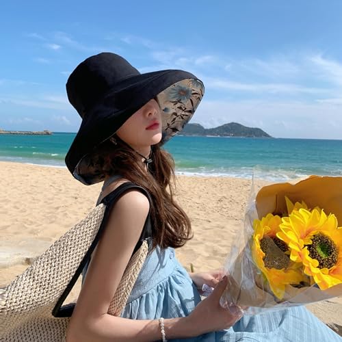FaroDor Women's Reversible Bucket Hat UV Protection Packable Travel Cap Wide Brim Sun Hats 2026 - color: 7black