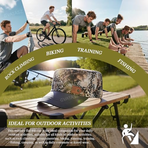 Men's Army Cap Short Brim Cadet Hats Trucker Dad Hat Army Military Flat Top Hats Short Bill Baseball Caps - color: Mg-jm2563-green