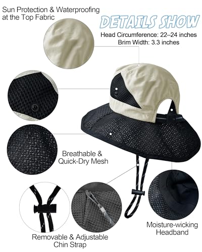 Women's Sun Hat with Ponytail Hole, Breathable Foldable Summer Hat with Shapeable Brim for Hiking Beach Gardening - color: Beige