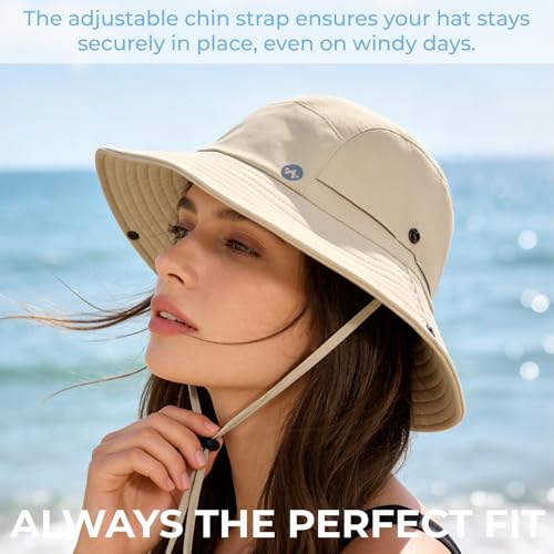 WANDER Sun Bucket Hat UPF 50+ Quick-Dry Wide Brim Fishing Boonie - color: Khaki