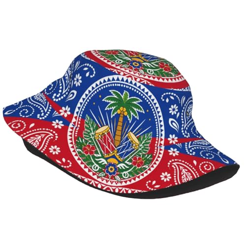 Bucket Hat for Men Women Packable Sun Hats Fisherman Outdoor Summer Travel Hiking Beach Caps - color: Haiti