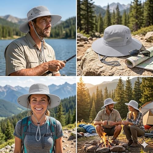 Sun Bucket Hat for Men Women Wide Brim UPF 50+ UV Protection Waterproof - color: Dark Gray