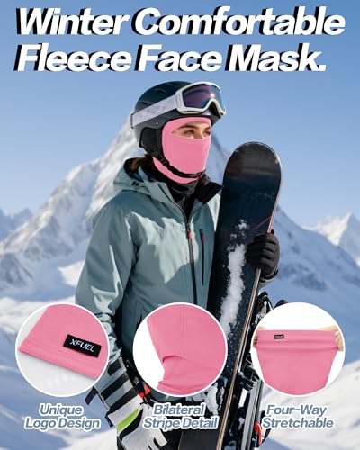 Ski Mask Balaclava for Men Women Windproof Thermal Winter Full Face Mask Cold Weather Skiing Snowboarding Neck Gaiter - color: Rose Pink