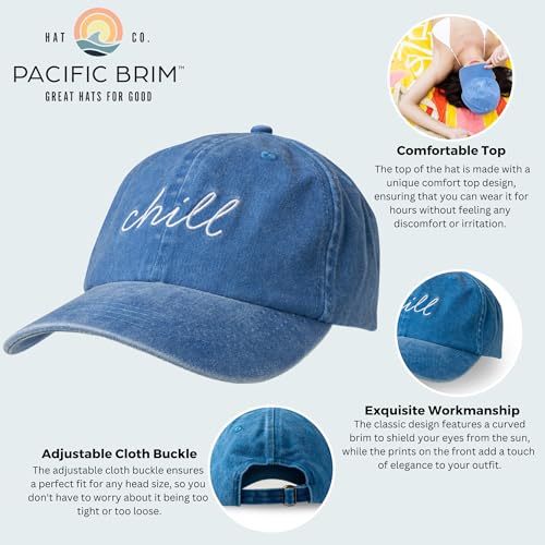 PACIFIC BRIM Women's and Men's Classic Cotton Adjustable Baseball Hat - color: Chill